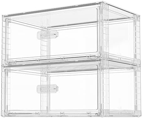 Vtopmart 2 Pack Large Clear Stackable Storage Drawers for Closet, 23QT
