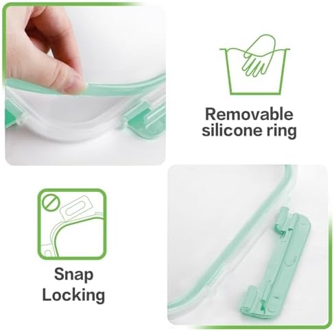 8-Pack 36oz Large Glass Meal Prep Containers with Leak Proof Snap-Lock Lids