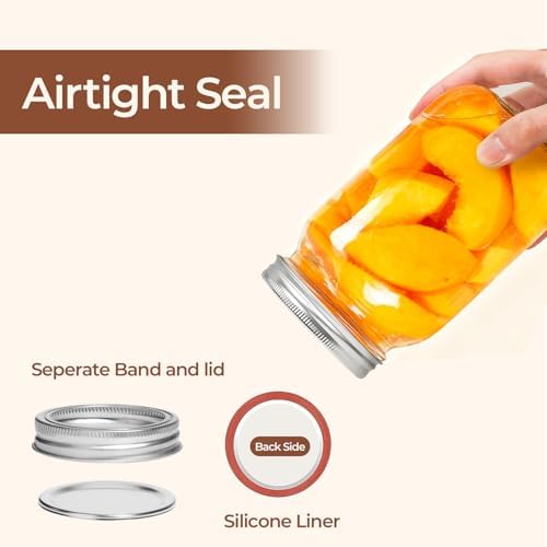 ComSaf 32 oz Wide Mouth Mason Jars 4 Pack Large Glass Jars with Lids