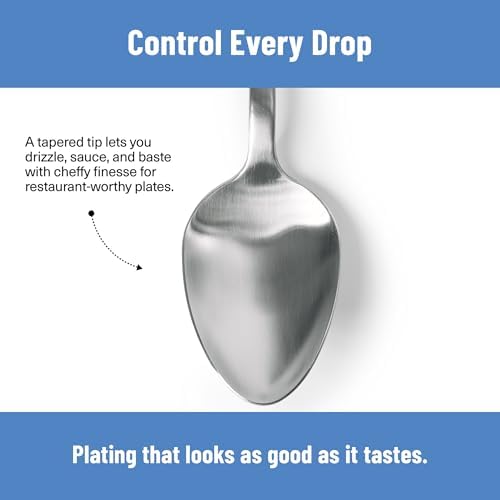 Misen Plating Chef Spoon – Stainless Steel Precision Cooking and Serving Spoon with Tapered Tip for Saucing Basting Drizzling Stirring Scooping and Restaurant Quality Plating at Home