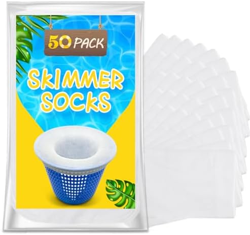 50 Pack Pool Filter Skimmer Socks - Pool Socks for Skimmer Basket
