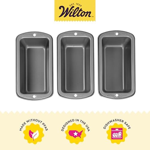 Wilton Recipe Right Loaf Pan for Baking, Mini Size, Single Cavity, Set of 3