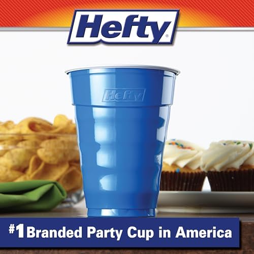 Hefty Party On Disposable Plastic Cups, Marine Blue, 18oz, 120ct