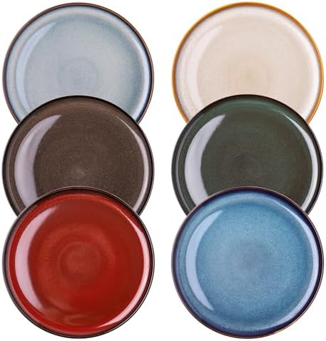 LERATIO Ceramic Dinner Plates Set of 6,10.5 Inch Reactive Glaze Plate Sets