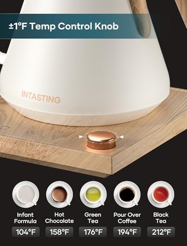 INTASTING Gooseneck Electric Kettle with ±1℉ Temperature Control, 0.9L