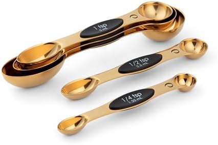 Progressive International Magnetic Measuring Spoons, Set of 5 – Black, Easy to Store with Magnetic Design (Gold)