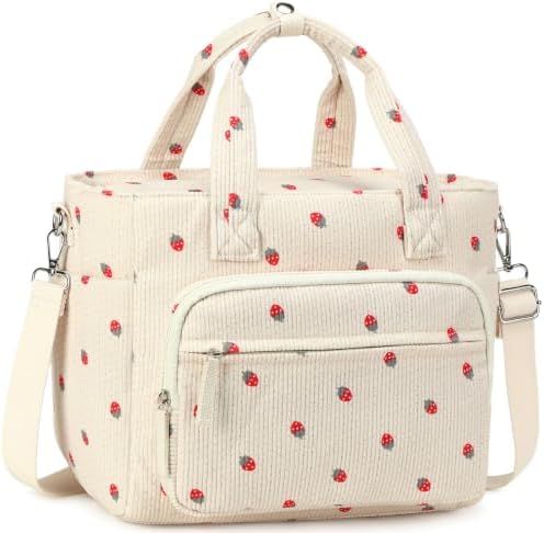 Bluboon Insulated Lunch Box for Work with Cup Holder, Corduroy Lunch Tote