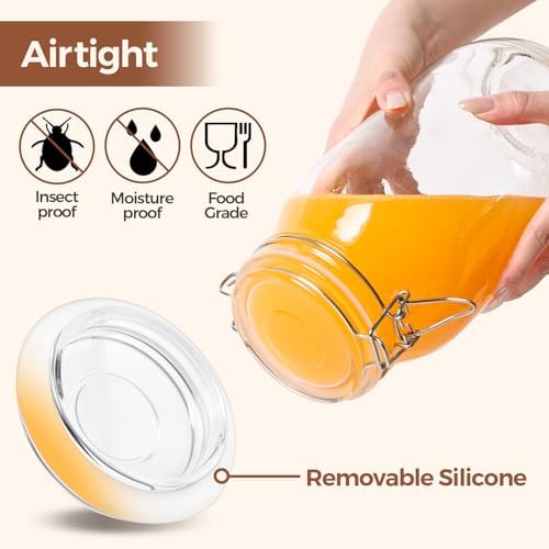 ComSaf Large Glass Jars with Airtight Lids 71 oz 3 Pack Pantry Organization