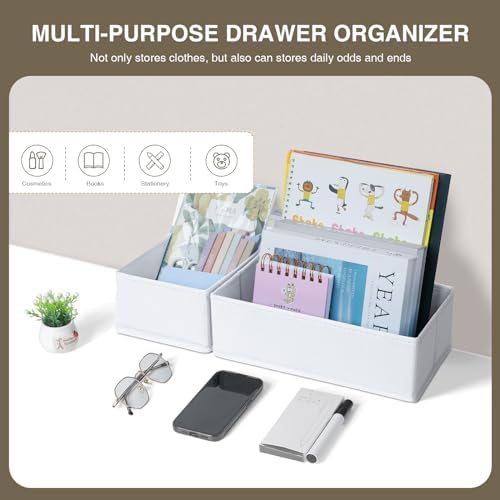 Drawer Organizer Clothes, Nursery Dresser & Closet Storage, White, 12 Pack