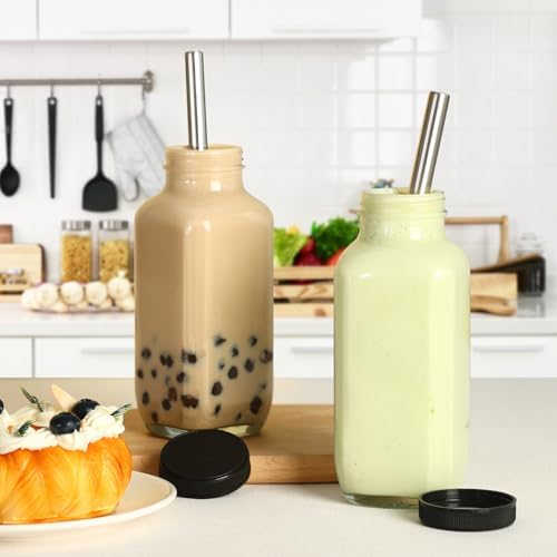 CUCUMI 24pcs 16oz Glass Juice Bottles with Lids