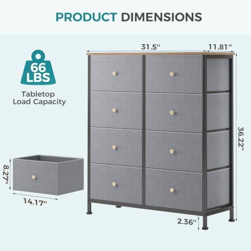OLIXIS 8 Drawer Storage Dresser for Bedroom, Closet Organizers Units