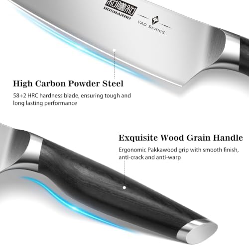 HOSHANHO 8PCS Knife Set, Razor Sharp Japanese Kitchen Knife Set with Block