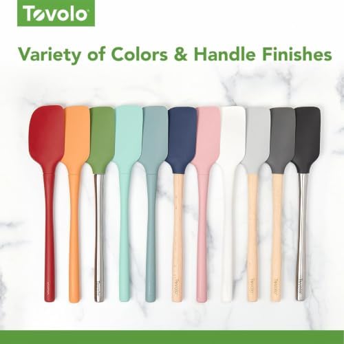 Tovolo Flex Core 5 Piece Silicone Spatula Set Heat Resistant All Silicone Utensils Include Non Stick Spatula Spoonula Jar Scraper, Dishwasher Safe BPA Free Spatulas for Baking Mixing, Apricot Orange