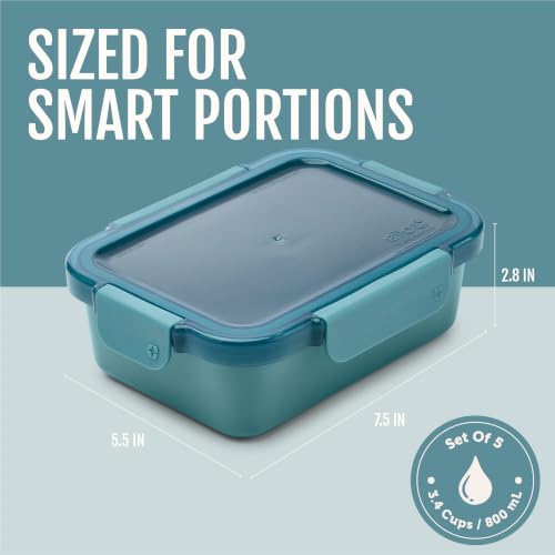 Ello Color Lock Ceramic-Coated 3.4 Cup Meal Prep Containers, 10 Pc, Blue