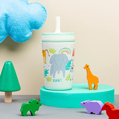 Zak Designs Safari Kelso 12oz Stainless Steel Leak-Proof Toddler Straw Cup