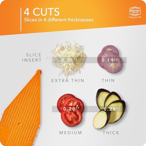 Börner Mandoline Slicer V5 (Basic Set) • Vegetable V-Slicer for Slices in 4 Thickness Settings • Stainless Steel V-Blade • Adjustable Kitchen Slicer for Vegetables & Fruits • Color: Orange