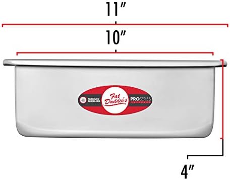 Fat Daddio's PSQ-10104 Anodized Aluminum Square Cake Pan, 10 x 4 Inch