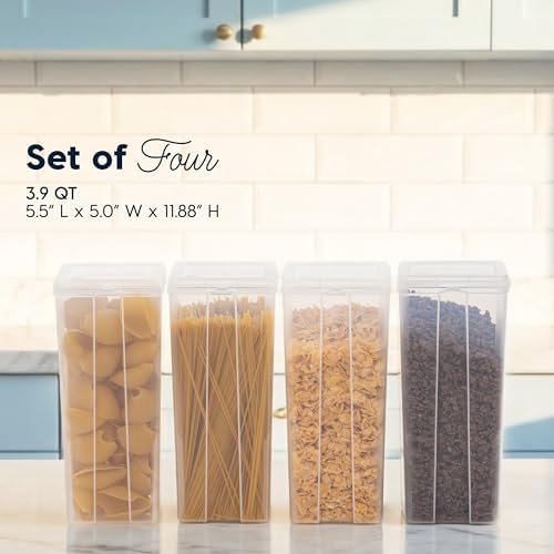 IRIS USA Food Storage Containers Set, 3.9 Qt - 4 Pack, Food Grade Plastic