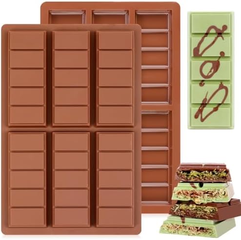 Chocolate Molds - Non-Stick Chocolate Bar Mold, Food Grade Silicone Deep Chocolate Bar Mold for Dubai Chocolate Bar Pistachio, Chocolate Snacks - Set of 2