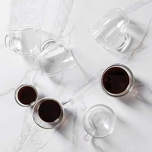 Bodum 5oz Bistro Double Wall Espresso Mug, High-Heat Borosilicate Glass, Set of 2, Clear, 5oz (Pack of 4)