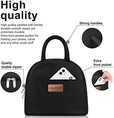 BALORAY Lunch Bag for Women Men Adult Lunch Box (Solid Black), M