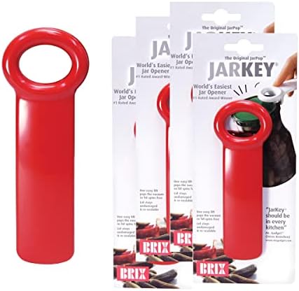 Brix Original Easy Jar Key Opener, Great for Kids and Arthritis and Carpal Tunnel Sufferers, Red, Set of 4