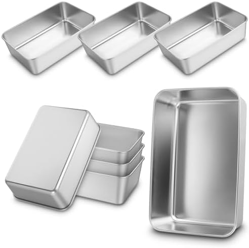 8 Pack Loaf Pan 8.5x5.7 Inch Stainless Steel Bread Loaf Pans for Baking, Silver Bread Tins for Baking Breads, Sourdough, Brownies and Pound Cakes, Dishwasher Safe