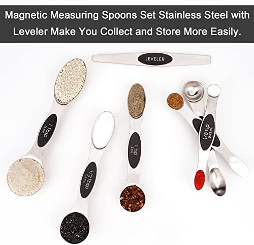 Aovchei 7 PCS Black Magnetic Measuring Spoons Set