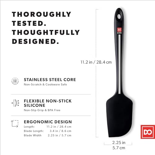 DI ORO Large Silicone Spatula - 600F Heat Resistant, Black