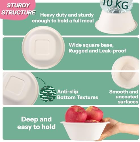 48 Oz [50 Pack] Disposable Soup bowls,Extra Large Paper Bowls Biodegradable