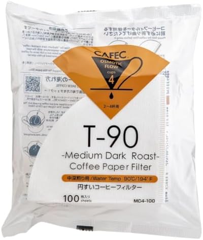 CAFEC Specialty Coffee Paper by Roast Type (Medium Roast (CUP 4)) V60 02 style universal 1 to 4 cup Disposable Coffee Filter for Pour Over Dripper brewing MC4-100W