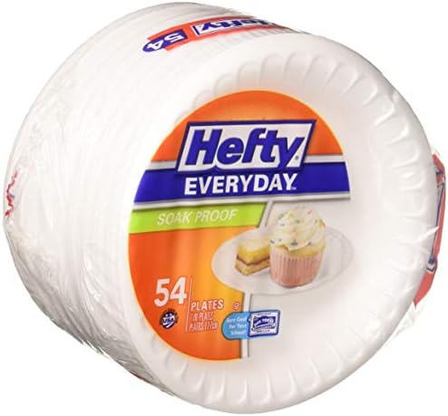 Hefty Everyday Soak-Proof Foam Plates, White, 7 Inch, 54 Count