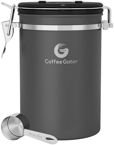 Coffee Gator Coffee Canister, 22oz Airtight Stainless Steel Container