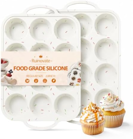 Silicone Muffin Pans for Baking, 12-Cup Nonstick Cupcake Pan