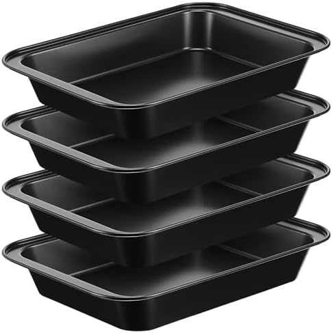 Set of 4 Rectangular Cake Pan, 9 x 13 Inch Non-Stick Baking Pans for Oven, Deep Baking Pan Cookie Sheet Tray BPA Free Heavy Duty Carbon Steel Bakeware for Brownie Lasagna Casserole Bread