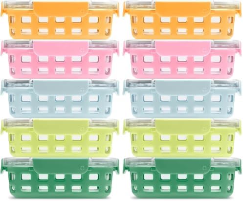 Ello Duraglass Glass Meal Prep Containers, 10 Pc, Meadow, 3.4 Cup (Pack of 2)
