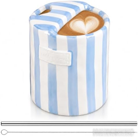 1 Pack Ceramic Coffee Mug with Sip Hole, Simple, Blue