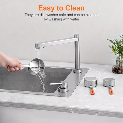 Bopei 10-Pcs Stainless Steel Measuring Cups & Spoons Set, Orange Handles