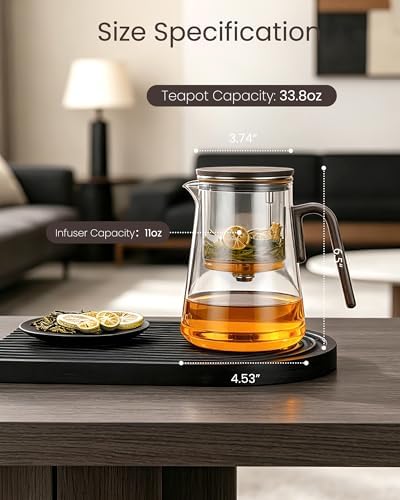 ZENS Magic Teapot with Infuser and Magnetic Lid for Loose Tea Maker, 34oz