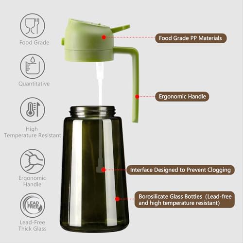 SWEET VIEW 2Pcs Olive Oil Spray Bottle 16oz/470ml