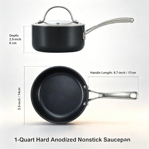 Cooks Standard 1-Quart Hard Anodized Nonstick Saucepan with Glass Lid