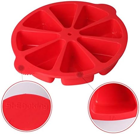 SHEbaking Scone Pan Silicone Triangle Cake Mold Scone Molds for Baking Nonstick Cornbread Pan 8 Cavity Pie for Pie,Pizza,Brownies (Red)