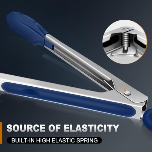 Tongs For Cooking - Kitchen Tong with Silicone Tip 7", 9", 12" Blue