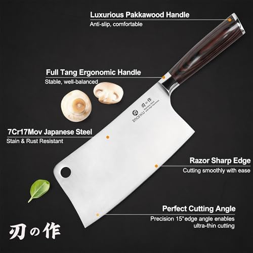 imarku Meat Cleaver 7 Inch, Japanese High Carbon Stainless Steel Chopper
