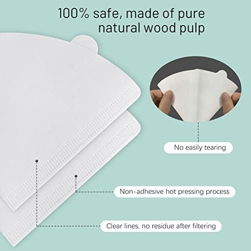 Niveaya 200 Count Coffee Filters - Size 02, Natural Paper Coffee Filter, No Blowout, Disposable for Pour Over and Drip Coffee Maker (2-4 Cup)