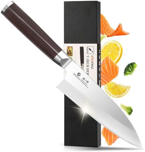 imarku 7" Deba Knife, Japanese Single Bevel, Ultra Sharp Fish Fillet
