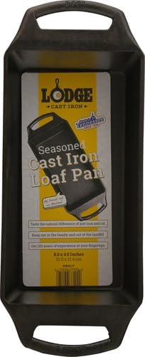 Lodge Seasoned Cast Iron Loaf Pan 8.5 Inches - Pre-Seasoned Rectangular Cast Iron Bakeware- Even Browning Bread Pan with Easy-Release Finish - PFAS-Free Non-Toxic Cookware (Pack of 3)