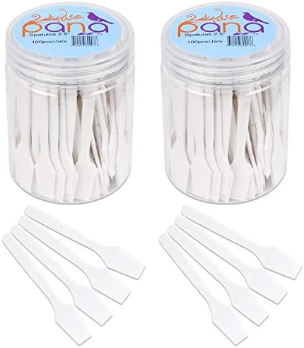 PANA (200 Pieces of White Color Cosmetic Make Up Disposable Plastic 2.5" Spatulas Skin Care Facial Cream Mask Spatula