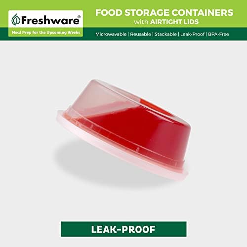 Freshware Food Storage Containers [50 Set] 8 oz Plastic Deli Containers with Lids, Slime, Soup, Meal Prep Containers, BPA Free, Stackable, Leakproof, Microwave, Dishwasher and Freezer Safe