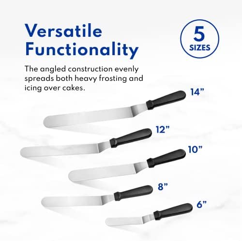 New Star Foodservice Angled Icing Spatula, 12 Inch Blade, 17 Inch Overall, Bakery-Grade Stainless Steel Offset Cake Decorating Spatula
